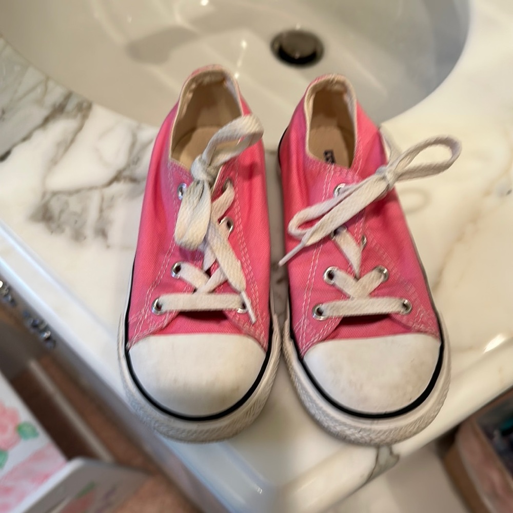 Kids Pink Converse Sneakers, Size 10